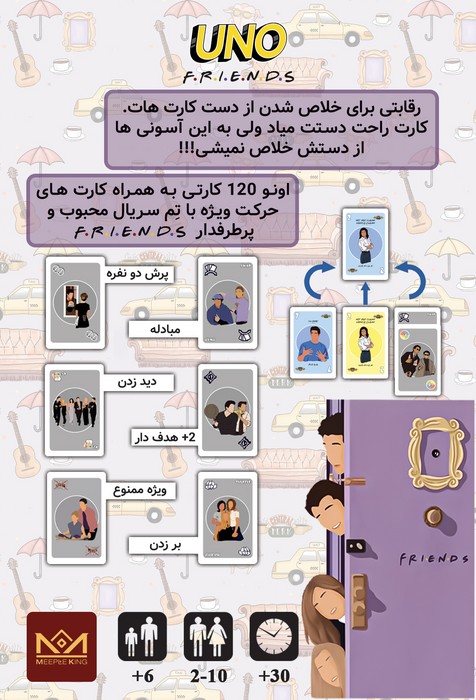 بسته بازی کارتی اونو فرندز (UNO FRIENDS)،(باجعبه) - 1