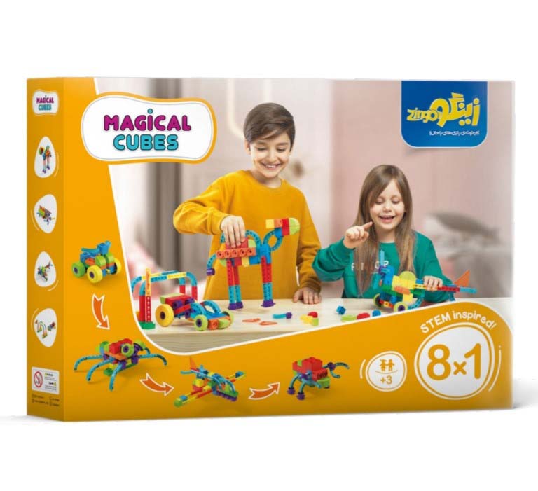 بسته اسباب بازی مکعب های جادویی 1*8 (افزایش مهارت های شناختی و حرکتی)،(کد 083)،(83قطعه،باجعبه) - 0