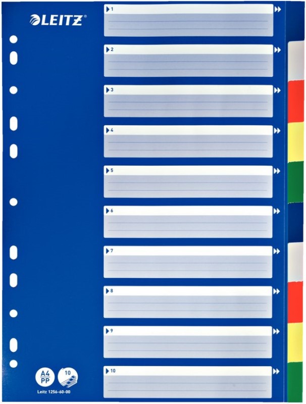 Coloured indices standard plastic 1256
