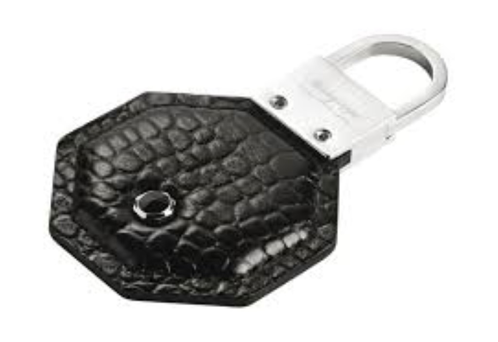 6756Mg narrow key ring shiny black leather