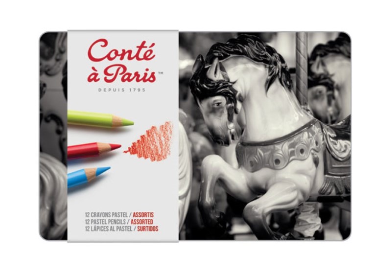 ست مداد پاستل 12 رنگ جعبه فلزی - 0