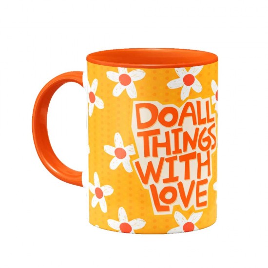 ماگ داخل رنگی Do all things with love