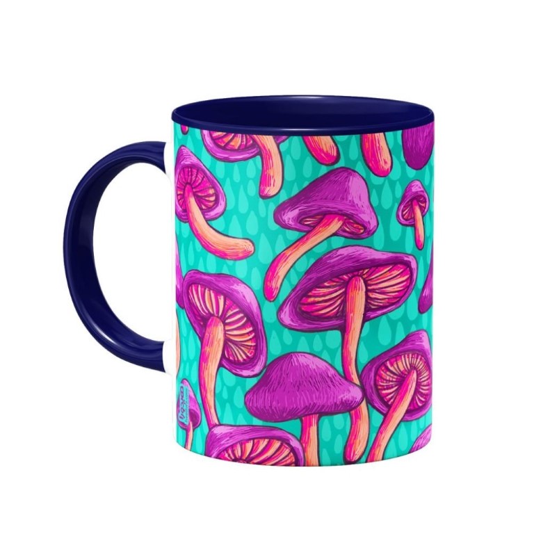 ماگ داخل رنگی Purple Mushrooms