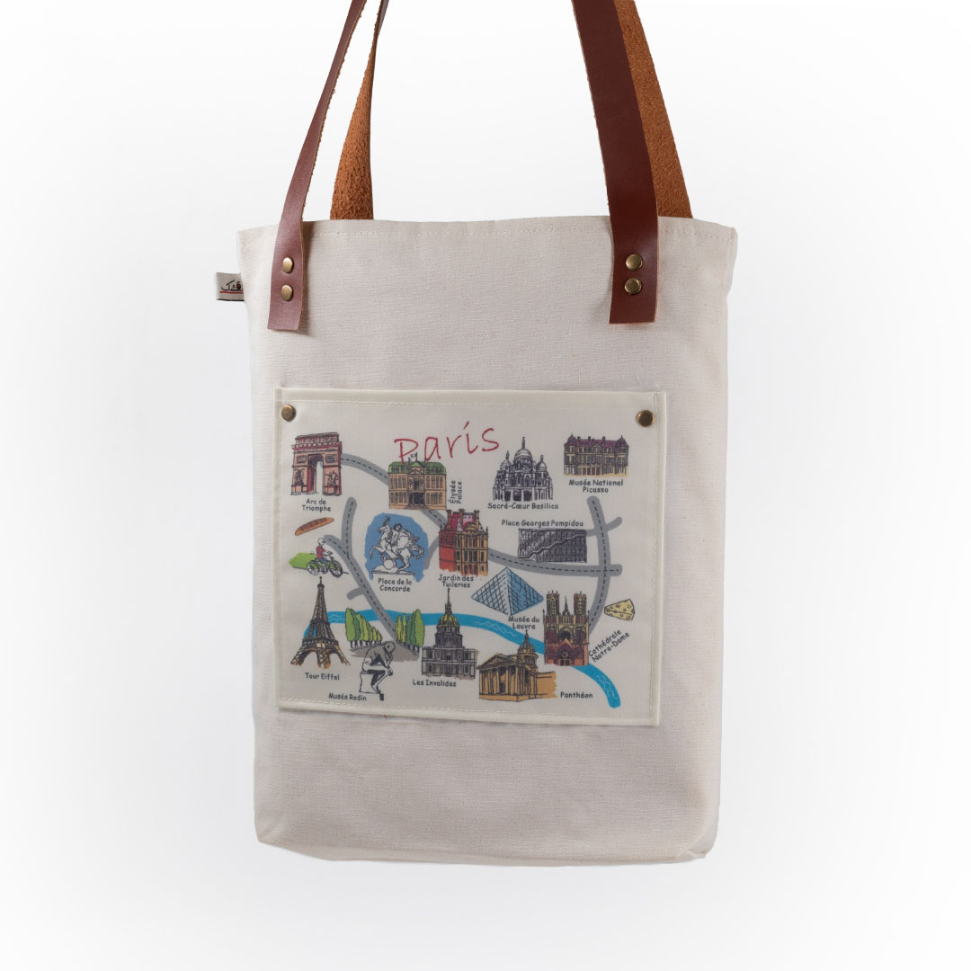 ساک دستی پارچه‌ای بزرگ (نقشک پاریس)
