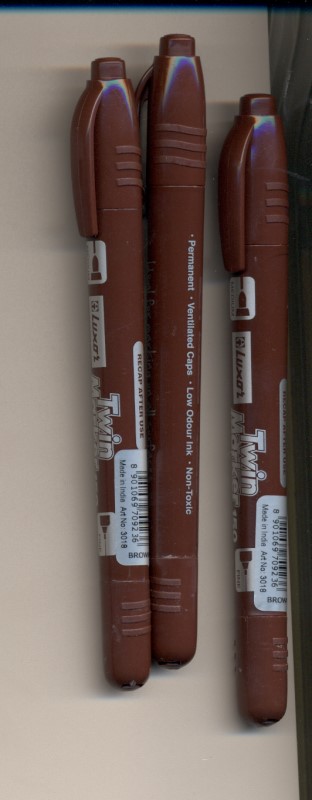 ماژیک 2 سر twin marker قهوه‌ای 3018