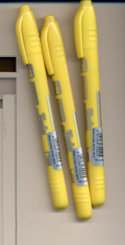 ماژیک 2 سر twin marker زرد 3018