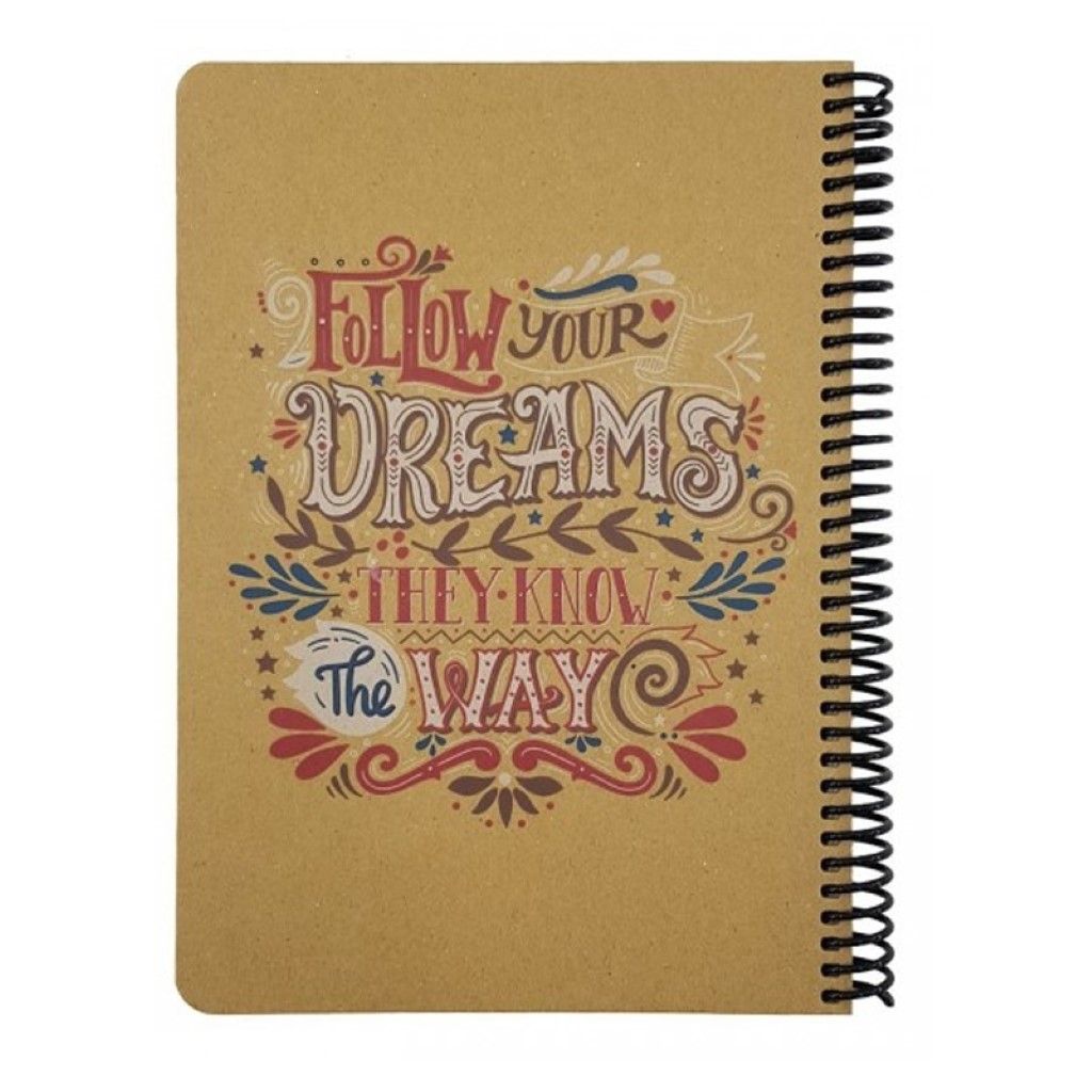 دفتر A4 کرافت کاغذ کرم Follow dreams - 0