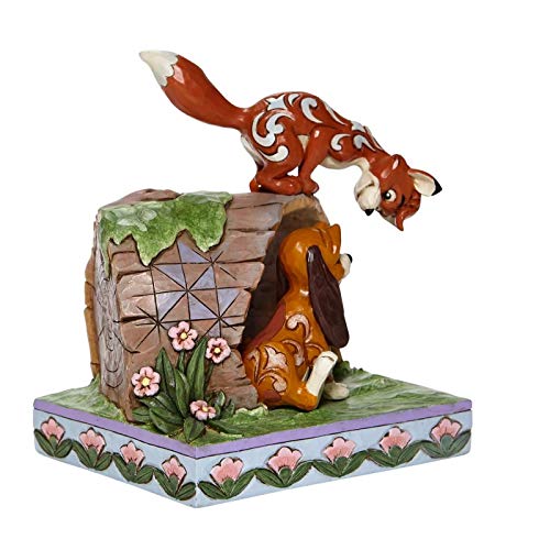 Fox and Hound on Log figurine 6008077