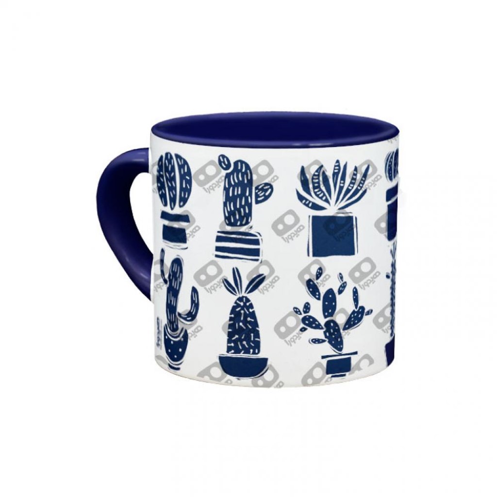 مینی ماگ داخل رنگی cactus garden سفید