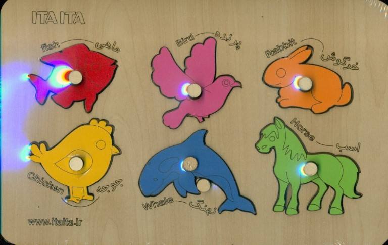 پازل چوبی پین‌دار حیوانات 1 تکه - 0