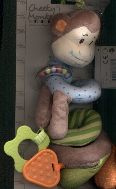 Cheeky monkey spiral cot rattle