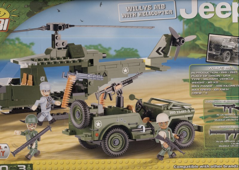 250 pcs willys mb with helicopter 24254