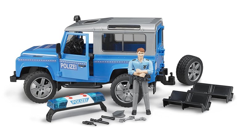 Bruder Land Rover with Light Skin Policeman Vehicle 02597