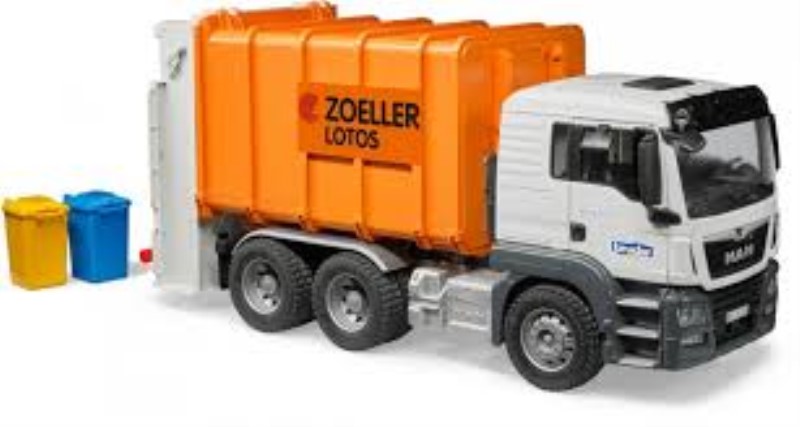 Man tgs rear loading garbage truck orange 03762