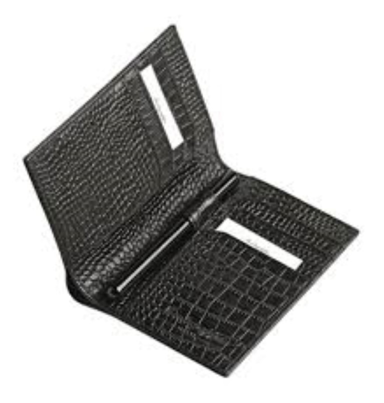 Credit Card and Pen Holder Croco Black Leather (IC01CPCC)