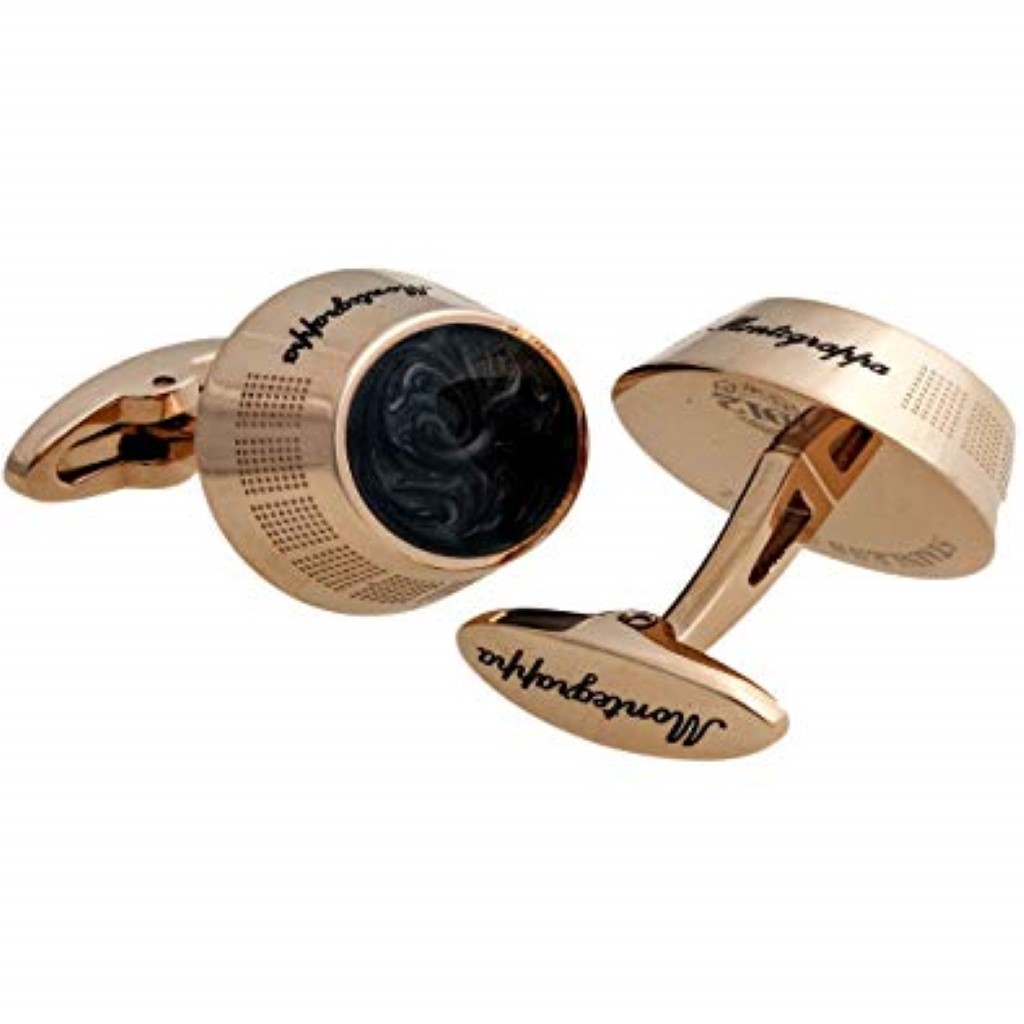 Miya Cufflinks, rose gold pvd black inlay‌